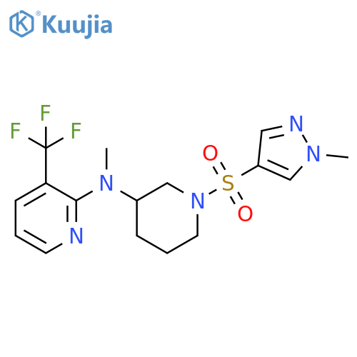 N-methyl-N-{1-[(1-methyl-1H-pyrazol-4-yl)sulfonyl]piperidin-3-yl}-3-(trifluoromethyl)pyridin-2-amine structure