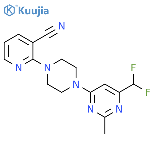2-{4-[6-(difluoromethyl)-2-methylpyrimidin-4-yl]piperazin-1-yl}pyridine-3-carbonitrile structure