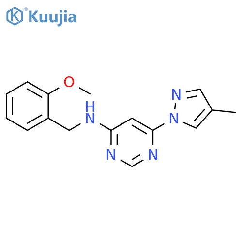 N-[(2-methoxyphenyl)methyl]-6-(4-methyl-1H-pyrazol-1-yl)pyrimidin-4-amine structure