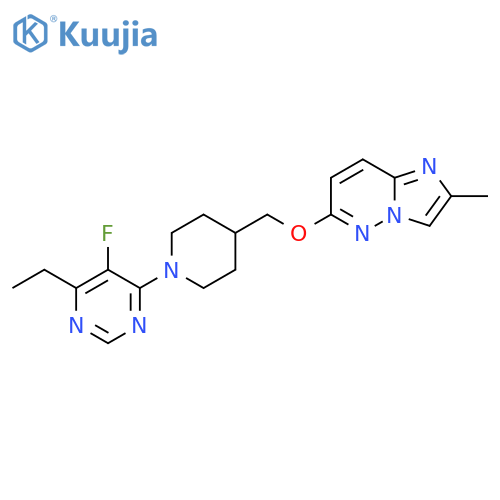 4-ethyl-5-fluoro-6-{4-[({2-methylimidazo[1,2-b]pyridazin-6-yl}oxy)methyl]piperidin-1-yl}pyrimidine structure