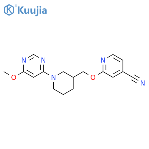 2-{[1-(6-methoxypyrimidin-4-yl)piperidin-3-yl]methoxy}pyridine-4-carbonitrile structure