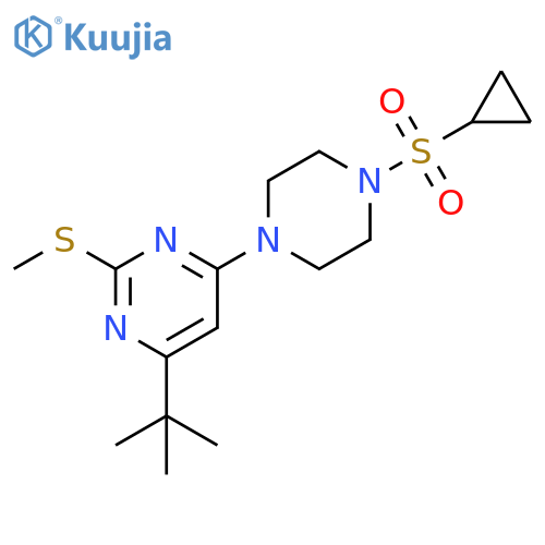 4-tert-butyl-6-[4-(cyclopropanesulfonyl)piperazin-1-yl]-2-(methylsulfanyl)pyrimidine structure