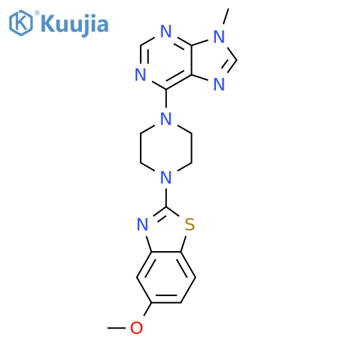 6-[4-(5-methoxy-1,3-benzothiazol-2-yl)piperazin-1-yl]-9-methyl-9H-purine structure