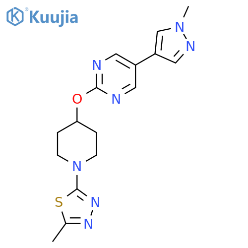 2-{[1-(5-methyl-1,3,4-thiadiazol-2-yl)piperidin-4-yl]oxy}-5-(1-methyl-1H-pyrazol-4-yl)pyrimidine structure