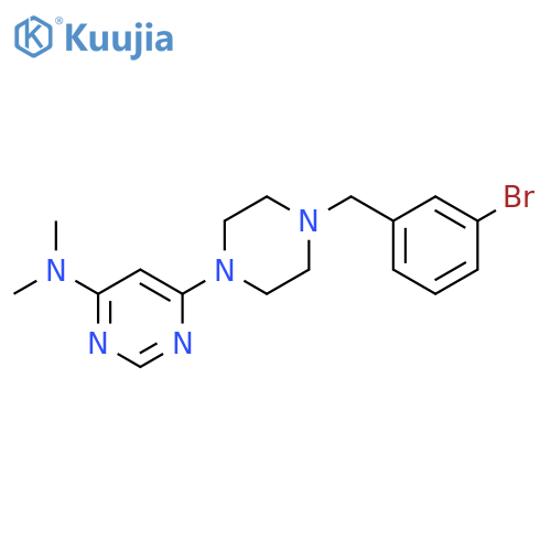 6-{4-[(3-bromophenyl)methyl]piperazin-1-yl}-N,N-dimethylpyrimidin-4-amine structure