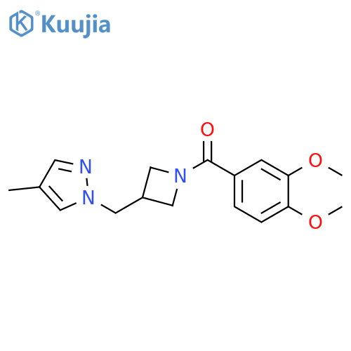 1-{[1-(3,4-dimethoxybenzoyl)azetidin-3-yl]methyl}-4-methyl-1H-pyrazole structure
