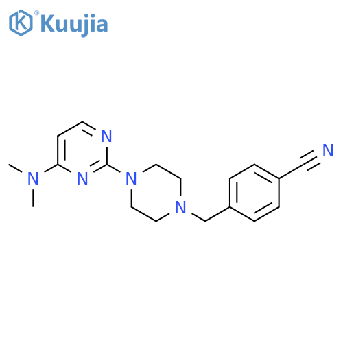 4-({4-[4-(Dimethylamino)pyrimidin-2-yl]piperazin-1-yl}methyl)benzonitrile structure