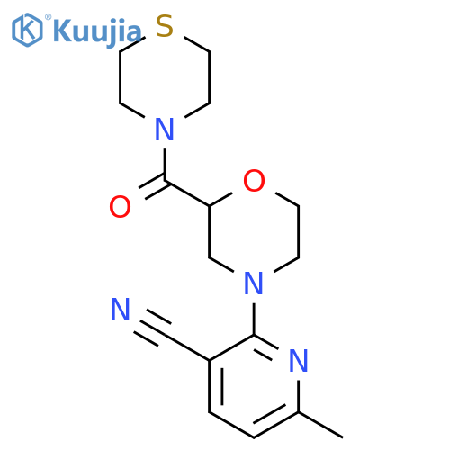 6-Methyl-2-[2-(thiomorpholine-4-carbonyl)morpholin-4-yl]pyridine-3-carbonitrile structure