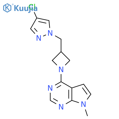 4-chloro-1-[(1-{7-methyl-7H-pyrrolo[2,3-d]pyrimidin-4-yl}azetidin-3-yl)methyl]-1H-pyrazole structure