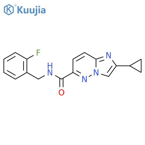 2-cyclopropyl-N-[(2-fluorophenyl)methyl]imidazo[1,2-b]pyridazine-6-carboxamide structure