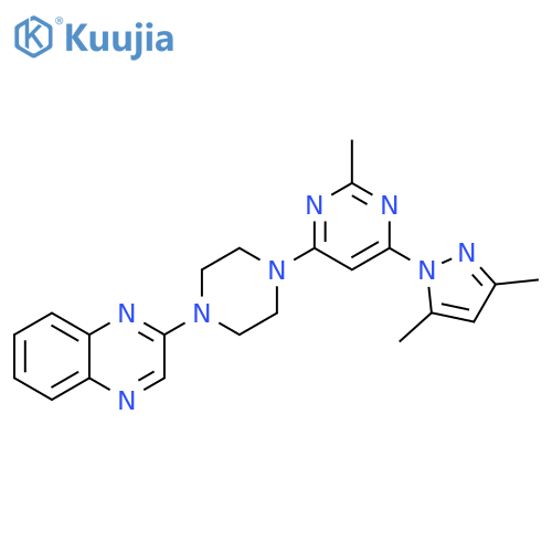 2-{4-[6-(3,5-dimethyl-1H-pyrazol-1-yl)-2-methylpyrimidin-4-yl]piperazin-1-yl}quinoxaline structure