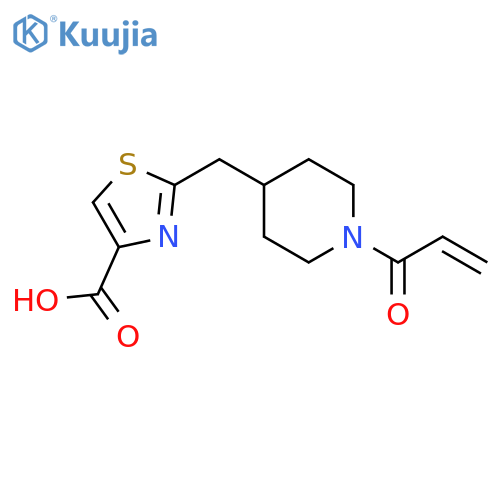 2-{1-(prop-2-enoyl)piperidin-4-ylmethyl}-1,3-thiazole-4-carboxylic acid structure