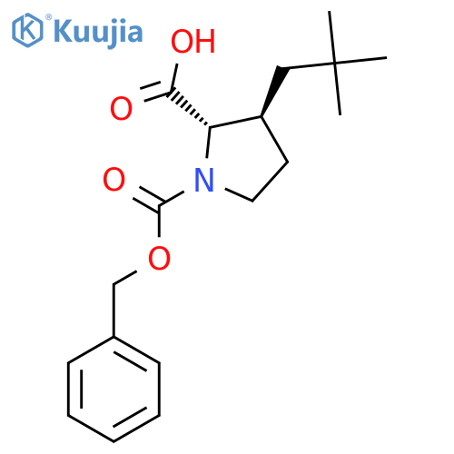 (2S,3S)-1-[(benzyloxy)carbonyl]-3-(2,2-dimethylpropyl)pyrrolidine-2-carboxylic acid structure