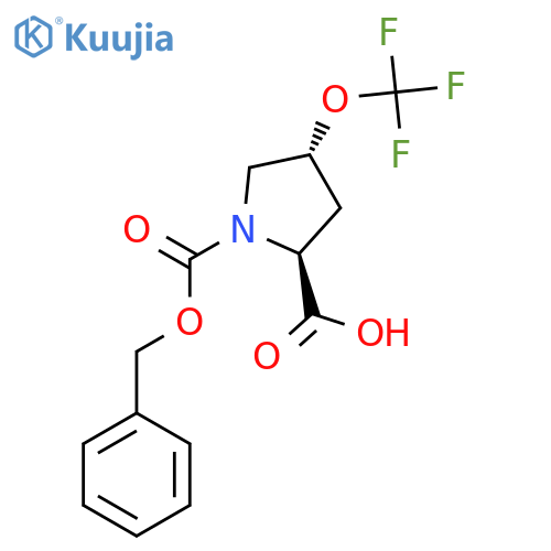 (2S,4R)-1-(benzyloxy)carbonyl-4-(trifluoromethoxy)pyrrolidine-2-carboxylic acid structure