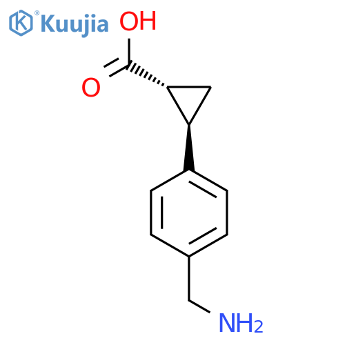rac-(1R,2R)-2-4-(aminomethyl)phenylcyclopropane-1-carboxylic acid structure