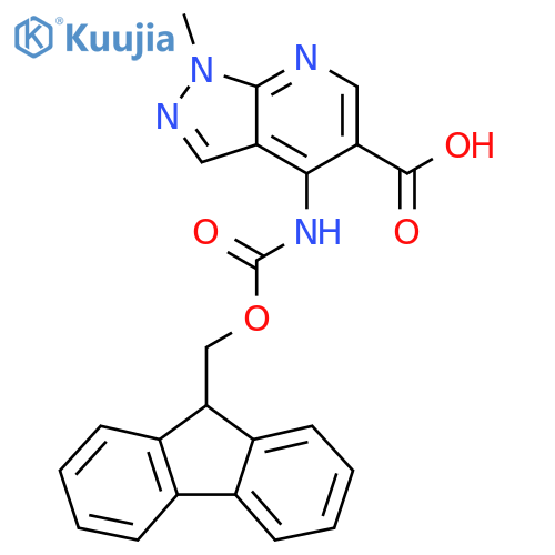 4-({(9H-fluoren-9-yl)methoxycarbonyl}amino)-1-methyl-1H-pyrazolo3,4-bpyridine-5-carboxylic acid structure
