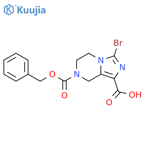 7-(benzyloxy)carbonyl-3-bromo-5H,6H,7H,8H-imidazo1,5-apyrazine-1-carboxylic acid structure