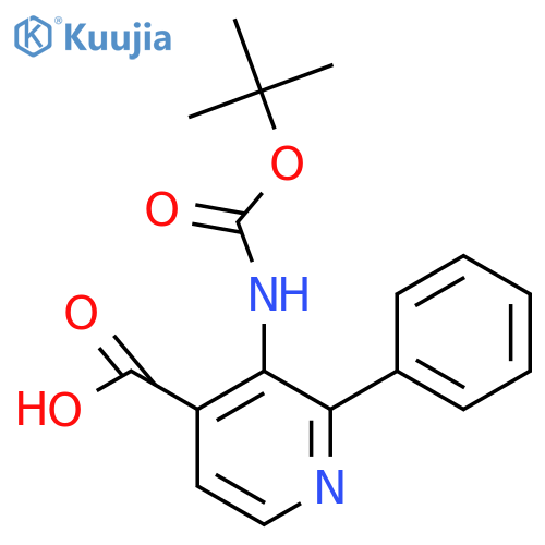 3-{(tert-butoxy)carbonylamino}-2-phenylpyridine-4-carboxylic acid structure