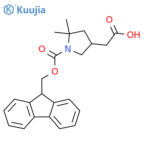 2-(1-{[(9H-fluoren-9-yl)methoxy]carbonyl}-5,5-dimethylpyrrolidin-3-yl)acetic acid structure