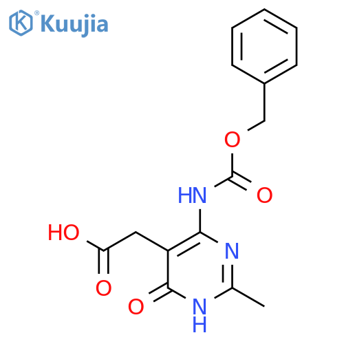 2-(4-{(benzyloxy)carbonylamino}-2-methyl-6-oxo-1,6-dihydropyrimidin-5-yl)acetic acid structure