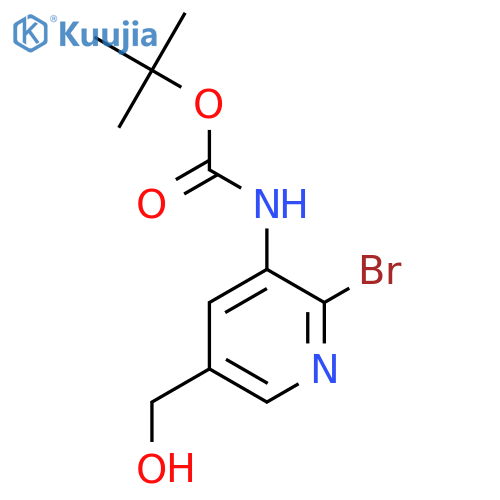 tert-butyl N-2-bromo-5-(hydroxymethyl)pyridin-3-ylcarbamate structure