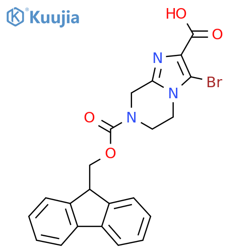 3-bromo-7-{[(9H-fluoren-9-yl)methoxy]carbonyl}-5H,6H,7H,8H-imidazo[1,2-a]pyrazine-2-carboxylic acid structure