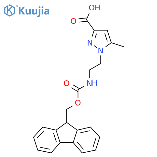 1-[2-({[(9H-fluoren-9-yl)methoxy]carbonyl}amino)ethyl]-5-methyl-1H-pyrazole-3-carboxylic acid structure