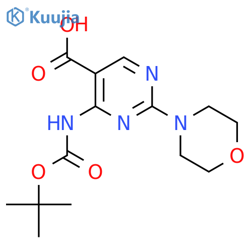 4-{(tert-butoxy)carbonylamino}-2-(morpholin-4-yl)pyrimidine-5-carboxylic acid structure