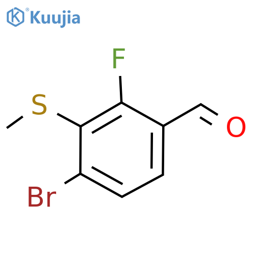 Benzaldehyde, 4-​bromo-​2-​fluoro-​3-​(methylthio)​- structure
