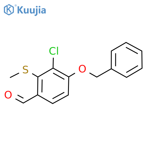 Benzaldehyde, 3-chloro-2-(methylthio)-4-(phenylmethoxy)- structure