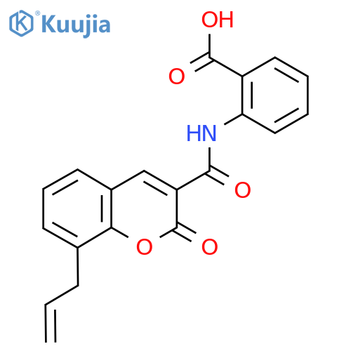 2-2-oxo-8-(prop-2-en-1-yl)-2H-chromene-3-amidobenzoic acid structure