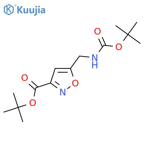 tert-butyl 5-({(tert-butoxy)carbonylamino}methyl)-1,2-oxazole-3-carboxylate structure