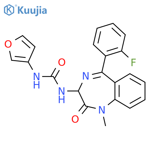 1-[5-(2-fluorophenyl)-1-methyl-2-oxo-2,3-dihydro-1H-1,4-benzodiazepin-3-yl]-3-(furan-3-yl)urea structure