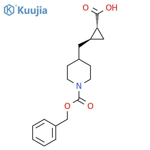 rac-(1R,2R)-2-({1-(benzyloxy)carbonylpiperidin-4-yl}methyl)cyclopropane-1-carboxylic acid structure