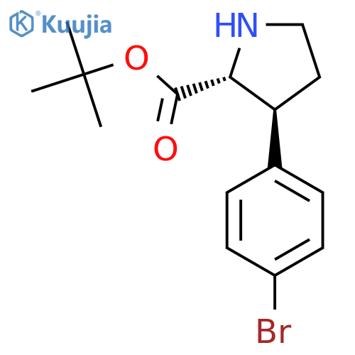 rac-tert-butyl (2R,3S)-3-(4-bromophenyl)pyrrolidine-2-carboxylate structure
