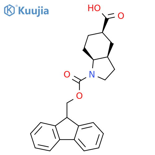 rac-(3aR,5S,7aR)-1-{[(9H-fluoren-9-yl)methoxy]carbonyl}-octahydro-1H-indole-5-carboxylic acid structure