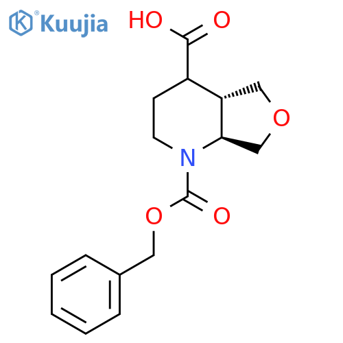 rac-(4aR,7aR)-1-(benzyloxy)carbonyl-octahydrofuro3,4-bpyridine-4-carboxylic acid structure