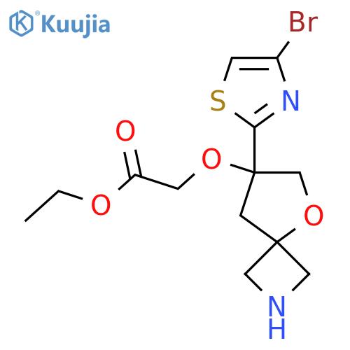 Ethyl 2-{[7-(4-bromo-1,3-thiazol-2-yl)-5-oxa-2-azaspiro[3.4]octan-7-yl]oxy}acetate structure
