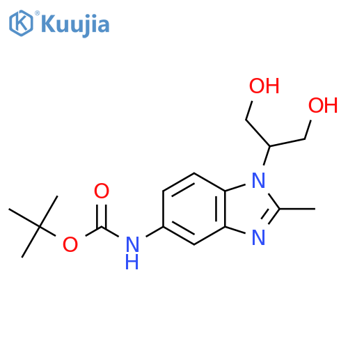 tert-butyl N-1-(1,3-dihydroxypropan-2-yl)-2-methyl-1H-1,3-benzodiazol-5-ylcarbamate structure