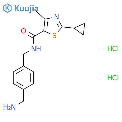 N-{4-(aminomethyl)phenylmethyl}-2-cyclopropyl-4-methyl-1,3-thiazole-5-carboxamide dihydrochloride structure