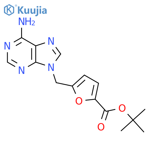 tert-butyl 5-(6-amino-9H-purin-9-yl)methylfuran-2-carboxylate structure