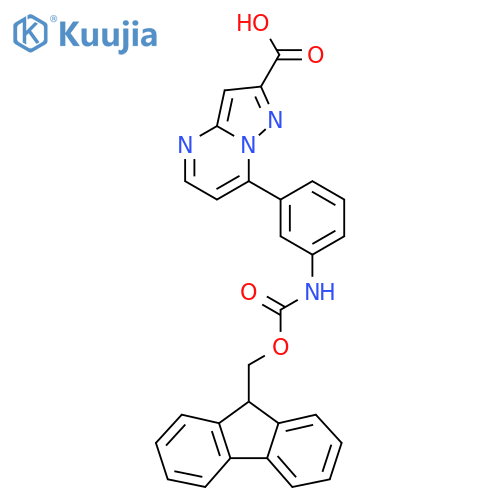 7-[3-({[(9H-fluoren-9-yl)methoxy]carbonyl}amino)phenyl]pyrazolo[1,5-a]pyrimidine-2-carboxylic acid structure