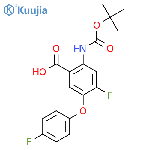 2-{(tert-butoxy)carbonylamino}-4-fluoro-5-(4-fluorophenoxy)benzoic acid structure