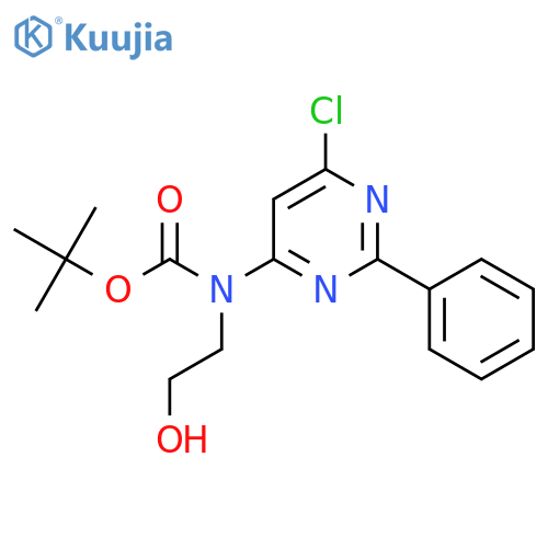 tert-butyl N-(6-chloro-2-phenylpyrimidin-4-yl)-N-(2-hydroxyethyl)carbamate structure