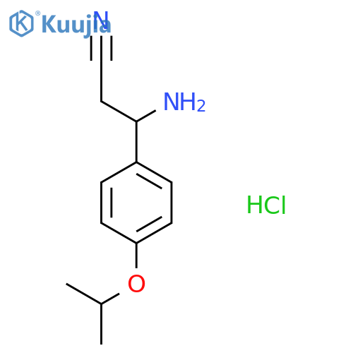 3-amino-3-4-(propan-2-yloxy)phenylpropanenitrile hydrochloride structure