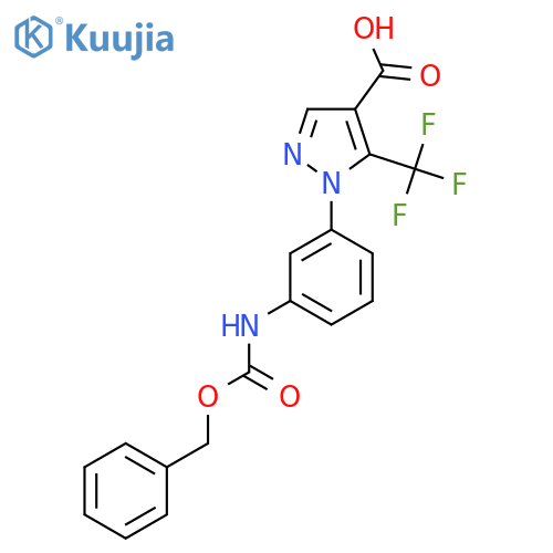 1-(3-{(benzyloxy)carbonylamino}phenyl)-5-(trifluoromethyl)-1H-pyrazole-4-carboxylic acid structure