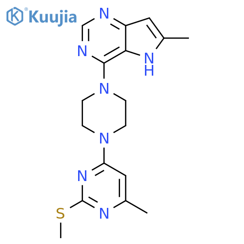 4-methyl-6-(4-{6-methyl-5H-pyrrolo[3,2-d]pyrimidin-4-yl}piperazin-1-yl)-2-(methylsulfanyl)pyrimidine structure