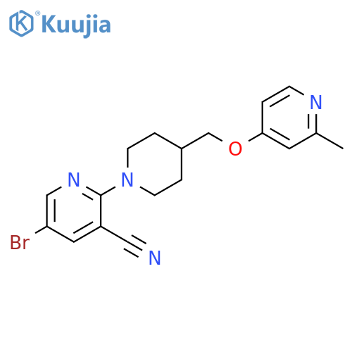 5-bromo-2-(4-{[(2-methylpyridin-4-yl)oxy]methyl}piperidin-1-yl)pyridine-3-carbonitrile structure