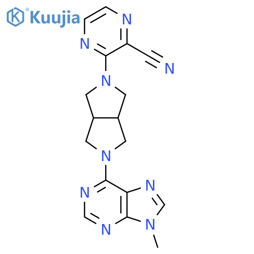 3-[5-(9-methyl-9H-purin-6-yl)-octahydropyrrolo[3,4-c]pyrrol-2-yl]pyrazine-2-carbonitrile structure