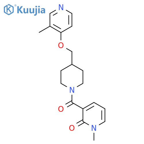 1-Methyl-3-(4-{[(3-methylpyridin-4-yl)oxy]methyl}piperidine-1-carbonyl)-1,2-dihydropyridin-2-one structure